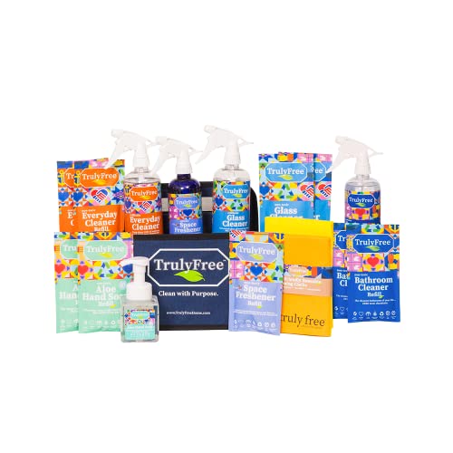 Truly Free Bathroom Cleaning Bundle - Natural, Non-Toxic Cleaners, 7 Essential Products