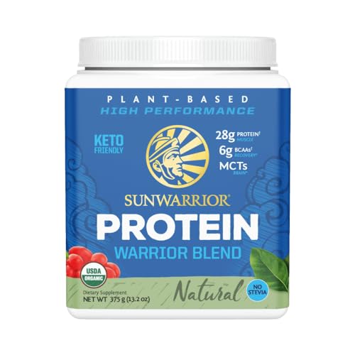 SUNWARRIOR Protein Powder - Dairy & Soy-Free, Non-GMO, USDA Organic - 375g Natural Blend