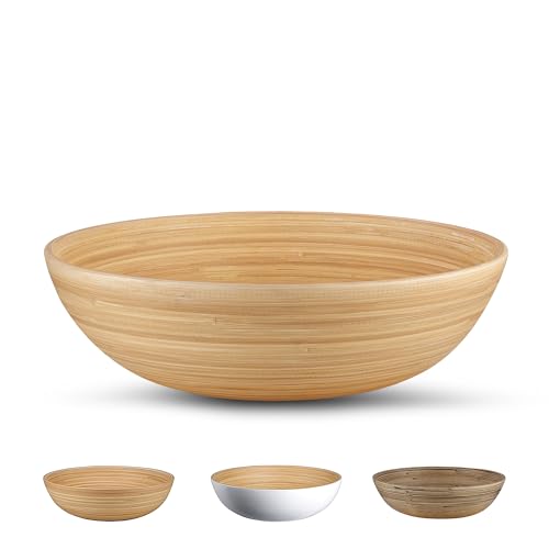 LEXA 12" Bamboo Salad Bowl - Lightweight & Shatterproof, Supports Local Artisans - 130Oz