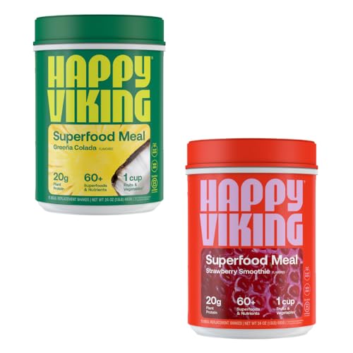 Happy Viking Superfood Powder - 20g Plant Protein, Low Carb, Vegan, 2 Canisters (48oz)