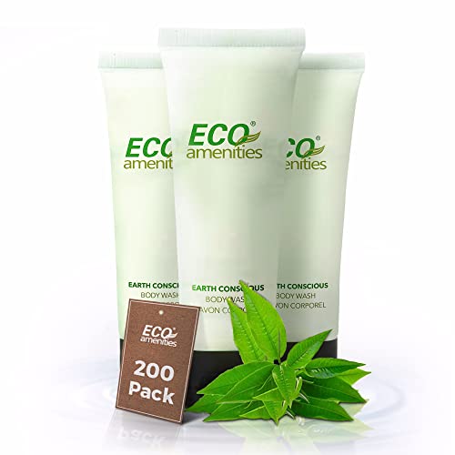 ECO Amenities Body Wash - Natural, Cruelty-Free, Green Tea Scent - Travel Size, 1oz, 200 Pack