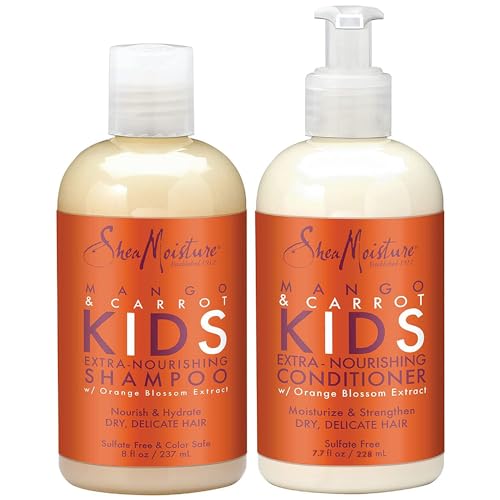 Shea Moisture Kids Shampoo & Conditioner Set - Extra-Nourishing, Organic Ingredients - 8oz & 7.7oz