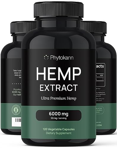 Phytokann Hemp Oil Capsules - Natural Stress & Immune Support, Omega 3 6 9 - 6000 Mg, 120 Ct