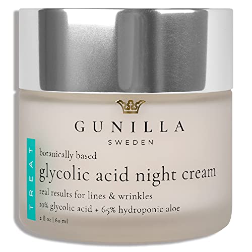 GUNILLA Glycolic Acid Night Cream - Refines Skin, Reduces Fine Lines & Dark Spots - 2 oz