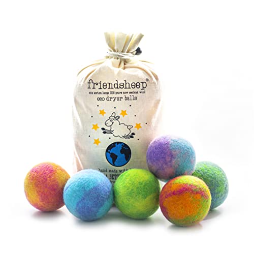 Friendsheep Wool Dryer Balls - Organic, Hypoallergenic, Reusable for 1000+ Loads - 6 XL Pink