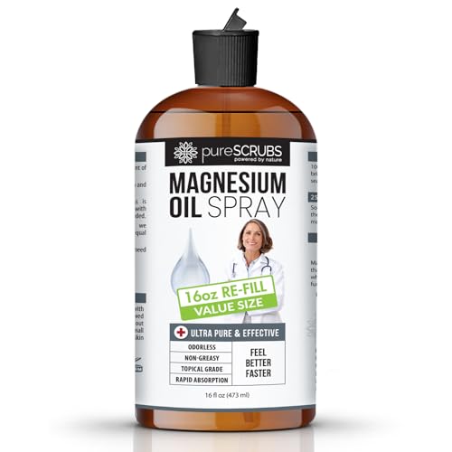 pureSCRUBS Magnesium Oil - Natural Relief for Muscle Aches, Zechstein Brine - 16oz Refill