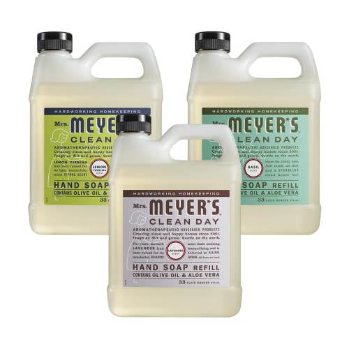 Mrs. Meyer's Liquid Hand Soap Refill - Plant-Based Formula, 3 Scents: Lemon, Lavender, Basil - 12oz