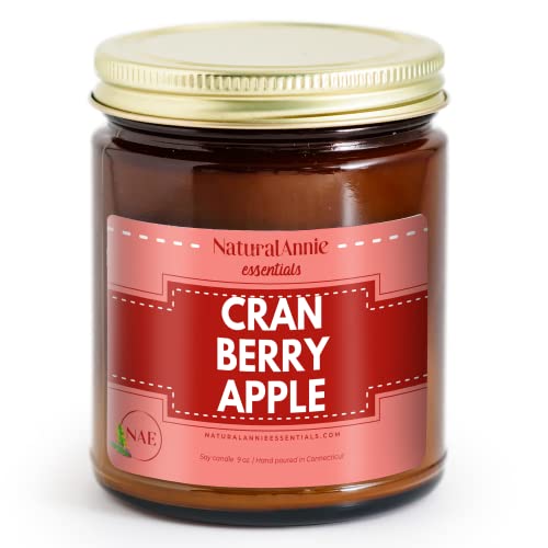 Cranberry Apple Natural Soy Candle - Strong Aroma, Vegan Ingredients, Hand-Poured - 4oz