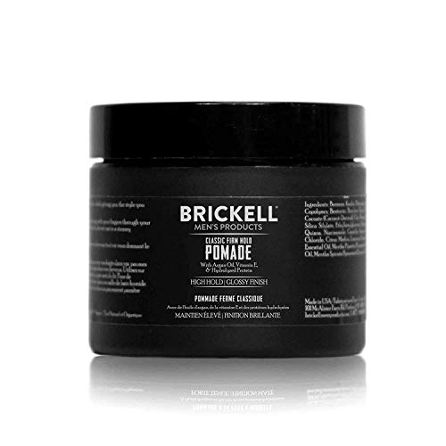 Brickell Men's Hair Pomade - Strong Hold, Nourishing Ingredients, High Shine Finish - 2oz