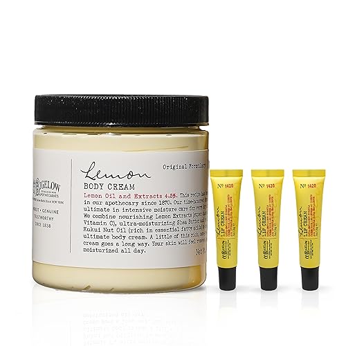 C.O. Bigelow Lemon Body Cream & Lip Cream Trio - Moisturizing, Nourishing, Non-Greasy - 8oz & 0.5oz