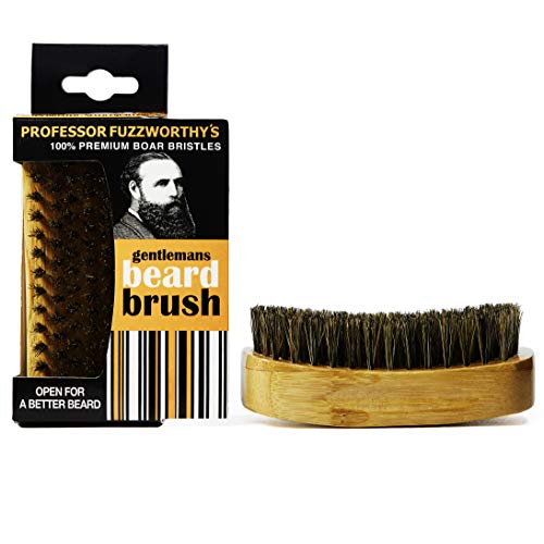 Professor Fuzzworthy Beard Brush - Promotes Growth, Natural Bamboo Handle, 100% Boar Bristle