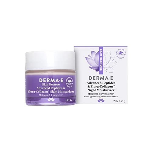 Derma E Night Cream - Boosts Elasticity, Reduces Lines, Vegan Flora-Collagen - 2 Oz