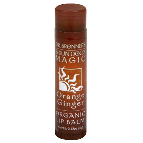 Dr. Bronner's Organic Lip Balm - Moisturizes & Protects with Jojoba Oil, Orange Ginger - 0.15oz