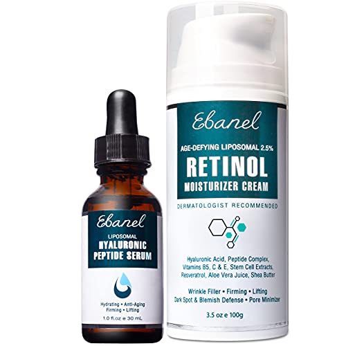 Ebanel Moisturizer Bundle - Hydrating Hyaluronic Acid & 2.5% Retinol for Youthful Skin - 1.7oz