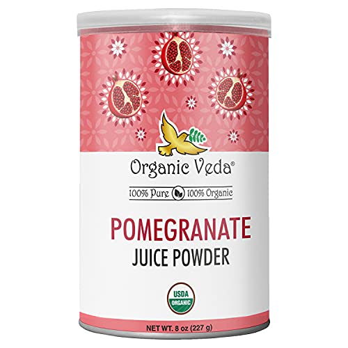 Organic Veda Pomegranate Juice Powder - Antioxidant-Rich, Vitamin C, Vegan, Non-GMO - 8oz