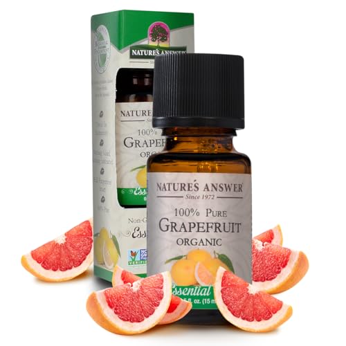 Nature’s Answer Grapefruit Essential Oil - 100% Pure, USDA Organic, GC/MS Tested - 0.5 fl oz