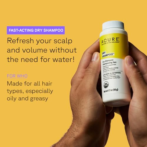 Acure Dry Shampoo - Volumizing Oil Absorber, Vegan & Organic Rosemary-Peppermint - 1.7 Oz