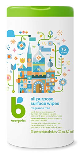 Babyganics All Purpose Cleaner Wipes - Plant-Derived, Fragrance-Free, Non-Abrasive - 75 ct