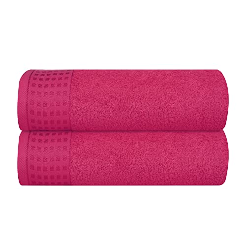 GLAMBURG 100% Cotton Bath Towel Set - Ultra Soft, Quick-Dry, Lightweight - 2 Pack, 28x55 Inches