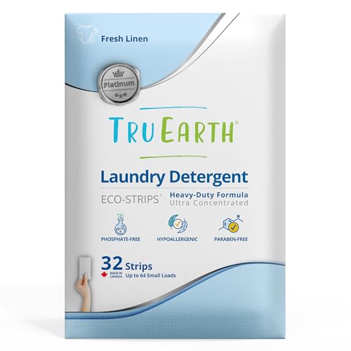 Tru Earth Platinum Laundry Detergent Sheets - Heavy Duty Cleaning, Hypoallergenic - 32 Sheets