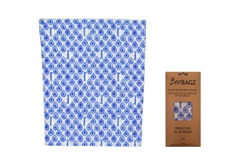 BeeBAGZ Beeswax Food Wrap - 100% Natural, Keeps Food Fresh, Reusable - 1 Large 11” x 14” Blue