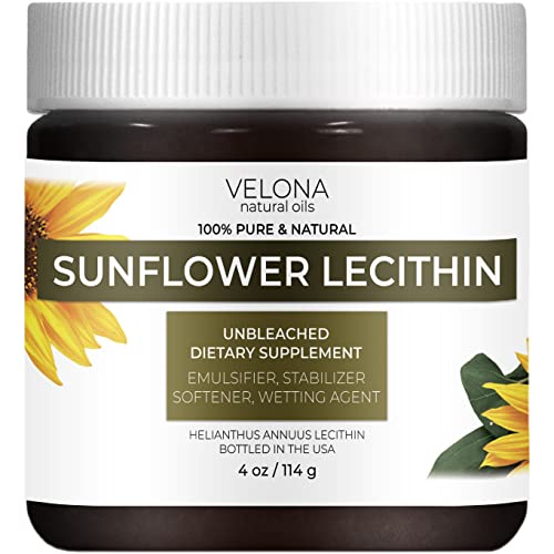 Velona Pure Sunflower Lecithin - Natural Emulsifier for Skin & Digestion Support - 4 oz