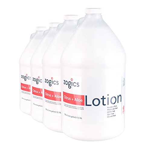 Zogics Body Lotion - Hydrating Nourishing Formula with Essential Oils, Citrus Aloe Scent - 4 Gallons