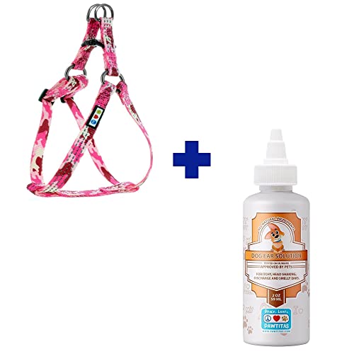 Pawtitas Pet Care Bundle - Durable Dog Harness & Natural Ear Cleaner for Comfort and Relief