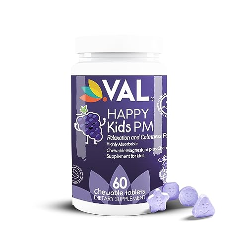 VAL Kids Sleepy Grape PM Chewable - Supports Peaceful Sleep with Magnesium & Chamomile - 60 Tabs