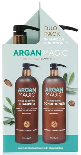 Argan Magic Ultra Shampoo & Conditioner Set - Revives Dry Hair, Paraben & Cruelty Free - 32oz