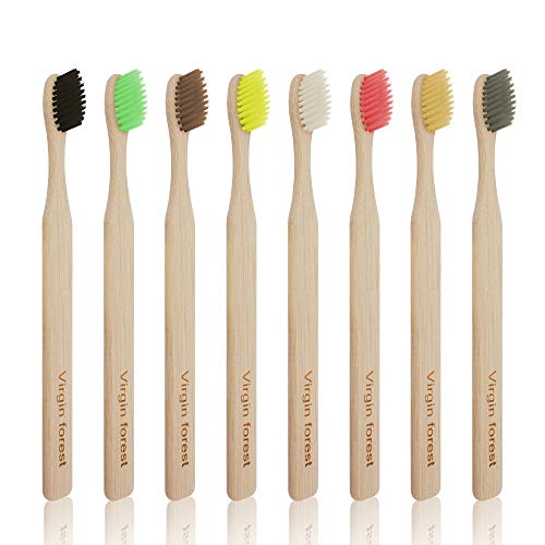 Virgin Forest Bamboo Toothbrush Set - Soft, BPA-Free, Biodegradable, 8 Colors for Sensitive Gums