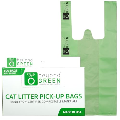 beyondGREEN Plant-Based Cat Litter Waste Bags - Leak-Proof, Odor-Proof, 100 Bags - 8x16in