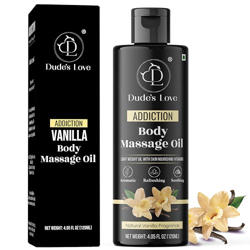 Organic Vanilla Massage Oil - Relaxing Aroma, Non-Sticky Formula, 4.05 Fl Oz