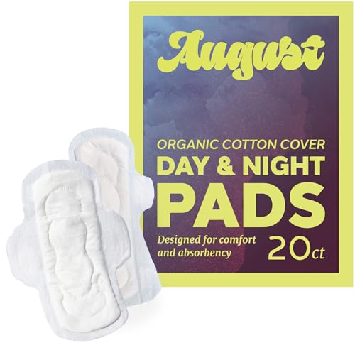 August Menstrual Pads - Organic Cotton, Super Absorbent, Hypoallergenic - 12 Day & 8 Night