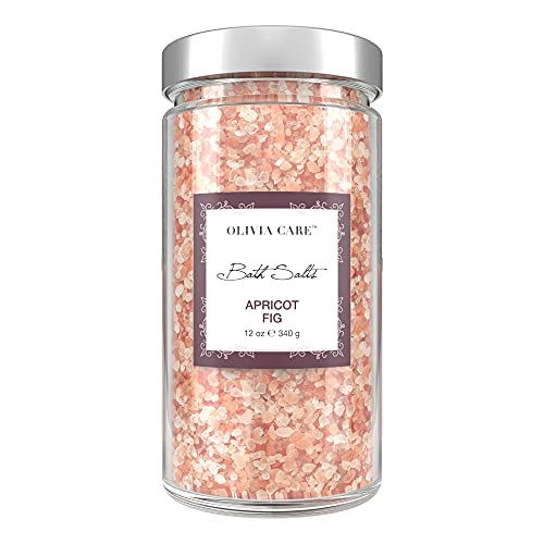 Olivia Care Bath Salt - Relieves Muscle Tension, Detoxifies & Hydrates Skin - Apricot Fig, 12oz