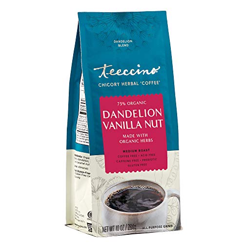 Teeccino Dandelion Vanilla Nut Herbal Coffee - Caffeine-Free, Gut Health Prebiotics - 10oz