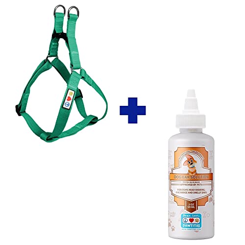 Pawtitas Pet Care Bundle - Durable Medium Dog Harness & 100% Natural Ear Cleaner - 20-28in