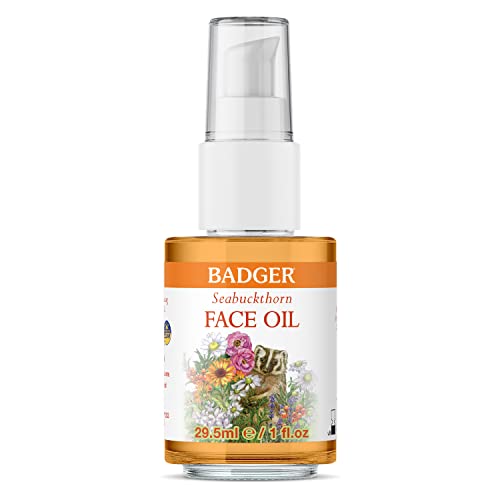 Badger Face Oil - Nourishing Moisture for Normal to Dry Skin, Certified Organic - 1 oz Glass Bottle