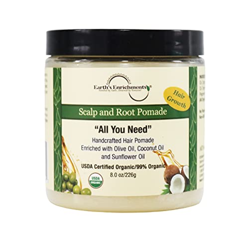 Earth's Enrichments Organic Hair Pomade - Promotes Growth, Moisturizing Oils - 8oz