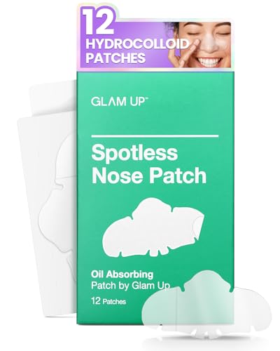 GLAM UP Spotless Nose Patch - Absorbs Oil & Pimple Gunk with Tea Tree - 12 Large Patches