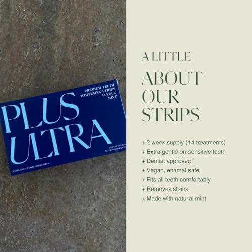 Plus Ultra Premium Teeth Whitening Strips - Enamel-Safe, Mint Flavor, 14-Day Treatment - 28 Strips