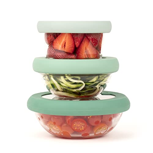 Food Huggers Replacement Lid Set - Durable Silicone & Glass, 100% Plastic Free - 3 Sizes