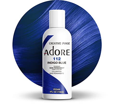 Adore Semi-Permanent Hair Color - Long-Lasting Indigo Blue, Vegan & Cruelty-Free - 4 Fl Oz