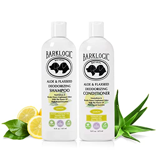 BarkLogic Dog Shampoo & Conditioner Kit - Natural Odor Control, Vegan, Lemon Scent - 16oz