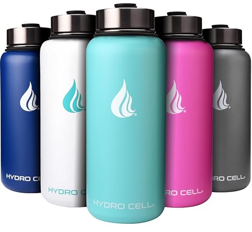 HYDRO CELL Stainless Steel Water Bottle - Leakproof, BPA-Free, Keeps Drinks Hot/Cold - 32oz Teal