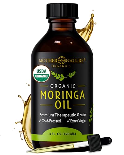 Mother Nature Moringa Oil - Anti-Aging Face & Hair Oil, USDA Organic - 100% Pure, 4 Fl. Oz.
