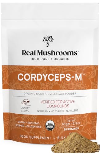 Real Mushrooms Cordyceps Powder - Energy & Immune Support, 100% Pure Organic - 60 Servings