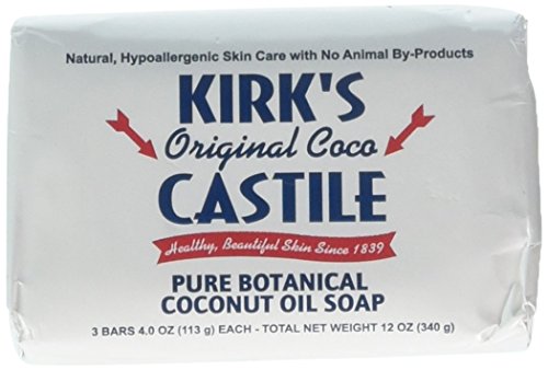 Kirk's Natural Castile Soap - Gentle Cleansing, Plant-Based Ingredients - 4 Oz, Pack of 3