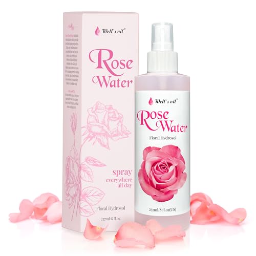 Well's Rose Water Mist - Hydrating & Soothing for Skin & Hair Care - 100% Natural, 8 fl. oz.