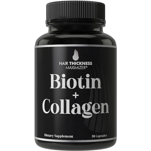 Hair Thickness Maximizer Hair Supplement - 10,000mcg Biotin & Collagen for Thinning Hair - 60ct